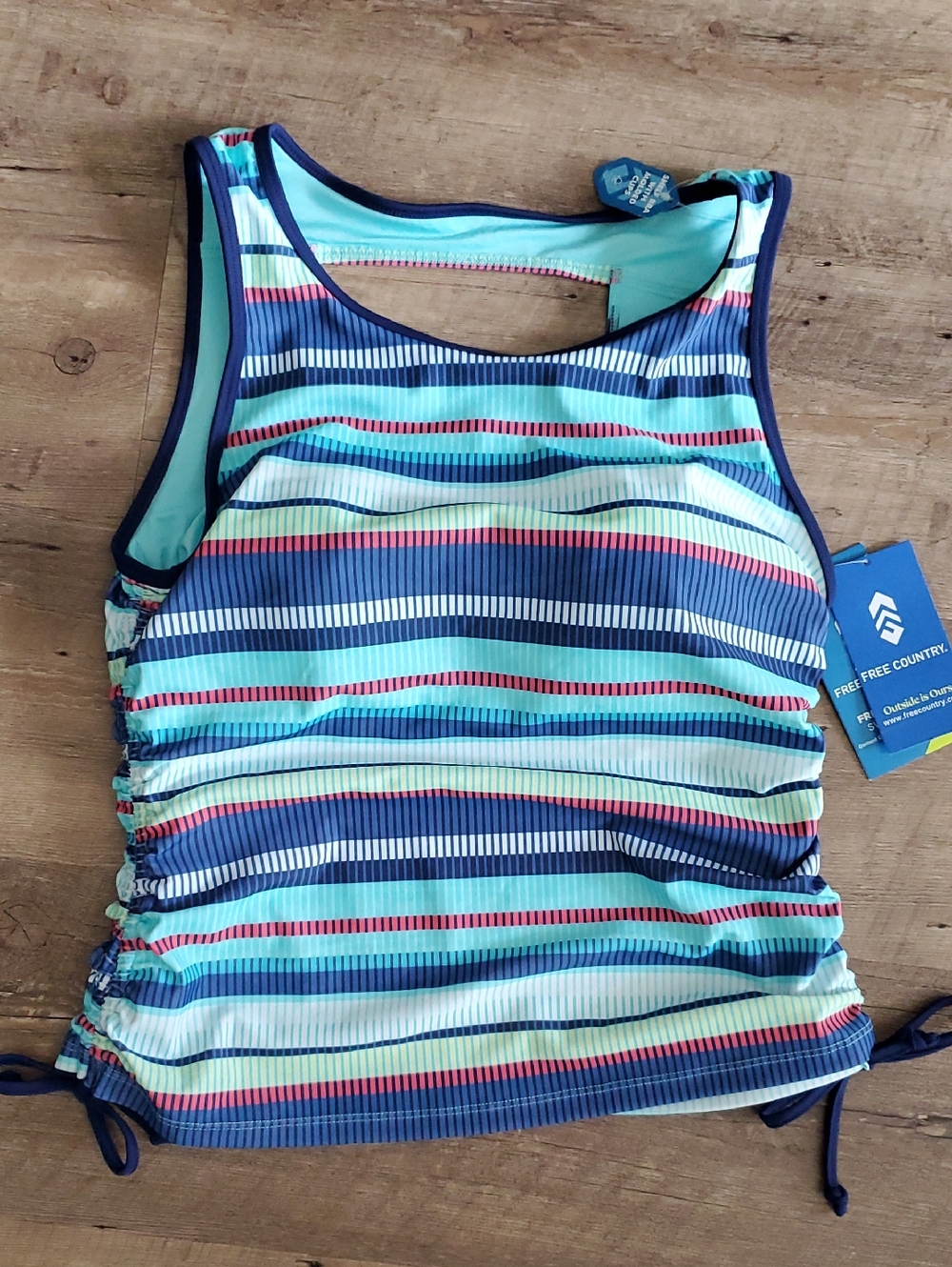 NWT Free Country Striped Tankini Top, Size M